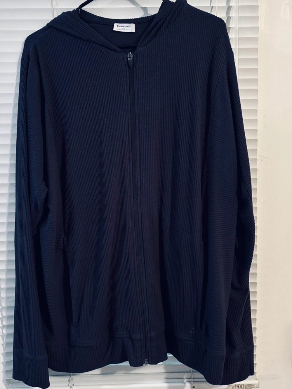 Tommy John Full Zip Lounge Hoodie Mens XLarge Dark Blue Brushed Rib
